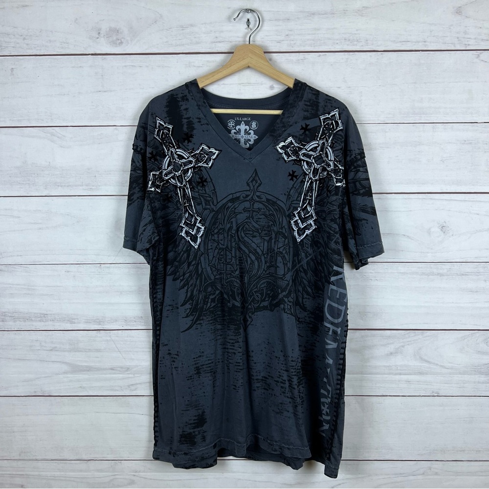 Raw State Grunge Cross T-Shirt XXL